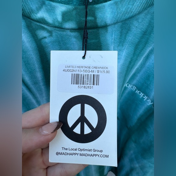 MadHappy LIMITED HERITAGE CREWNECK Blue Tie Dye New with Tags! - Picture 5 of 10